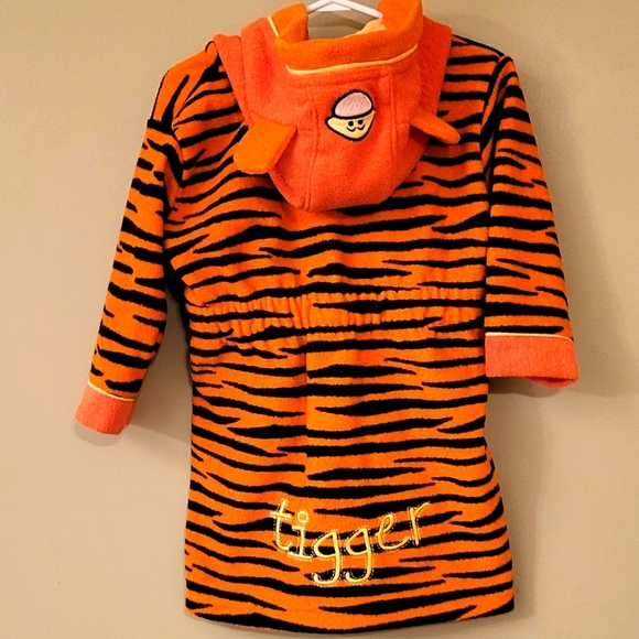 Disney orange striped Tigger embroidered terry hooded robe - Picture 2 of 7